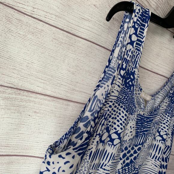 Woman Within Blue and White Tank Top Handkerchief Hem Blouse Size 18W - Picture 3 of 16